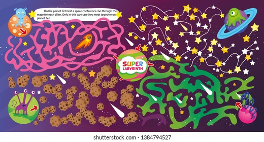 Kid Logic Maze Game Puzzle Fun Space Printable