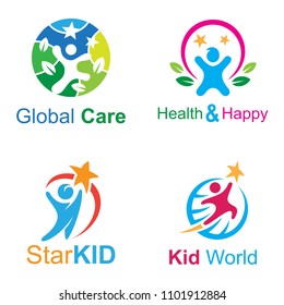 kid logo set, people logo collection, health care logo, playful kid, healthy kid,  creative kid