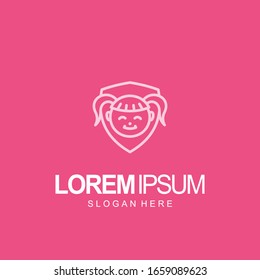kid logo and shield care design template