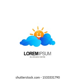 kid logo with smile sun and cloud template