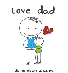 Kid Love Dad Doodle Vector