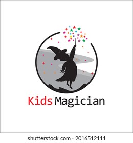 Kid magician playing stars illustration vektor design logo