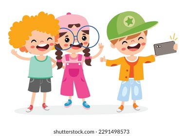 Kid Making Selfie With Phone