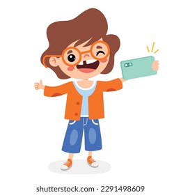 Niño Haciendo Selfie Con Teléfono