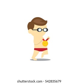 Kid mascot in achievement pose isolated cartoon