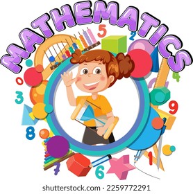 Kid mit Mathe-Element-Banner-Illustration