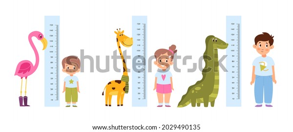 Kid Measure Height Different Growth Ages Stock Vector (Royalty Free ...