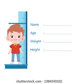 Kid Measure Height Vector Illustration Isolated