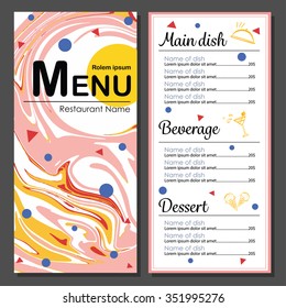 Kid Menu modern design abstract background watercolor flow effect  gold and pink tone vector illustration