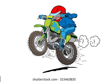 Kid motocross biker in action