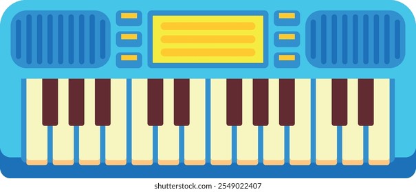 Kid music keyboard toy. Synthesizer color icon