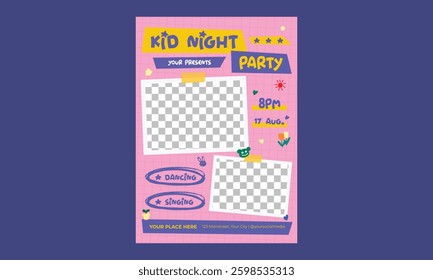 Kid Night Party Flyer. flyer template, greeting card, poster, banner or social media.