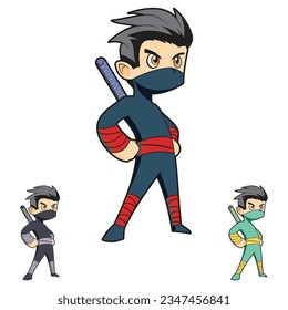 ilustración vectorial de dibujos animados de kid ninja