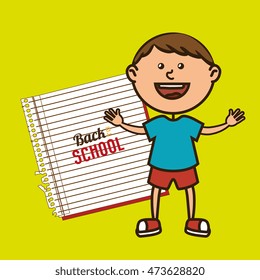 kid with notebook isolated icon design, vector illustration  graphic 