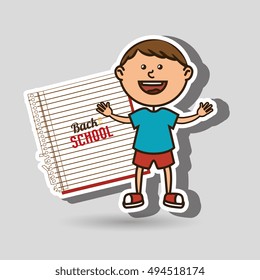 kid with notebook isolated icon design