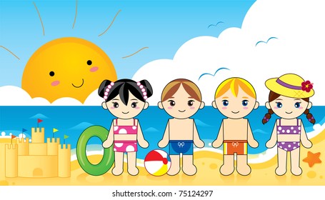 Kid on beach in sand playing