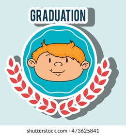 kid on graduation emblem isolated icon design, vector illustration  graphic 
