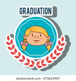 kid on graduation emblem isolated icon design, vector illustration  graphic 
