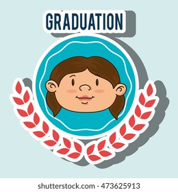 kid on graduation emblem isolated icon design, vector illustration  graphic 