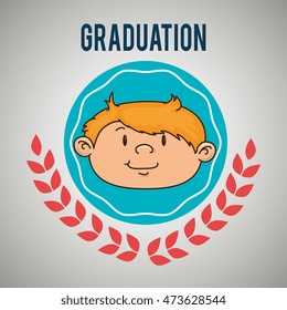 kid on graduation emblem isolated icon design, vector illustration  graphic 