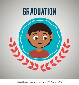 kid on graduation emblem isolated icon design, vector illustration  graphic 