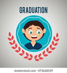 kid on graduation emblem isolated icon design, vector illustration  graphic 
