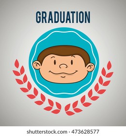 kid on graduation emblem isolated icon design, vector illustration  graphic 