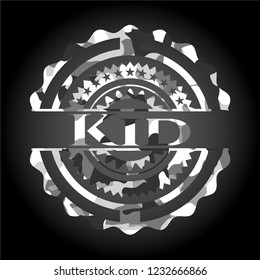 Kid on grey camouflage pattern