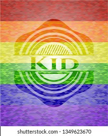 Kid on mosaic background with the colors of the LGBT flag