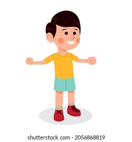 Kid open hand with big smile