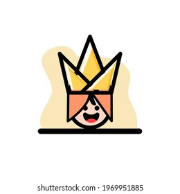 Kid Origami Character Vector Illustration Icon Design eps10