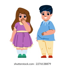 kid overweight vector. child fat, boy body, obesity unhealthy, obese diet, health weight kid overweight character. people flat cartoon illustration