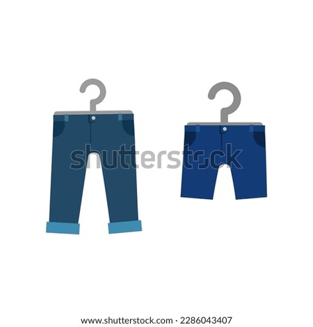 kid pants and hanger flat design style with good quality