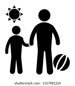 
A kid and a parent with ball under sun, summer fun 
