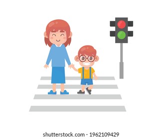 Kid Parent Cross Road Premium Vector Stock Vector (Royalty Free ...