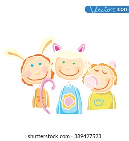  Kid party, vector illustration.