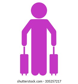 Kid Passenger vector icon. Style is flat symbol, violet color, rounded angles, white background.