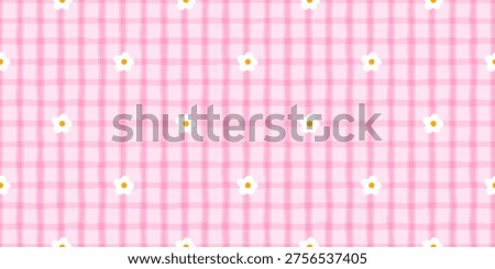 Kid pattern spring with flower quilt kawaii and seamless floral daisy. Cute blanket love with checkered checkerboard cover and bg cottagecore print. Summer wallpaper kid with vintage girly flower.