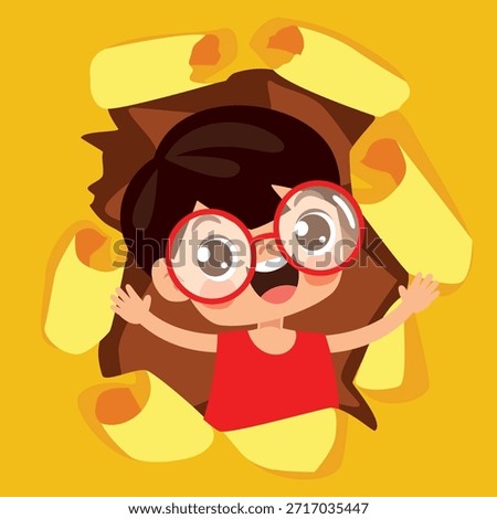 Kid Peeking Out The Paper