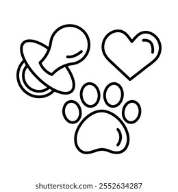 Kid Pet Friendly – Paw, Heart, and Pacifier Representing Safe and Comfortable Design