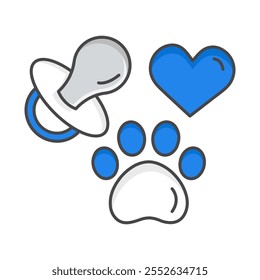 Kid Pet Friendly – Paw, Heart, and Pacifier Representing Safe and Comfortable Design