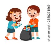 kid pick plastic bottle for cleaning