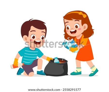 kid pick plastic bottle for cleaning