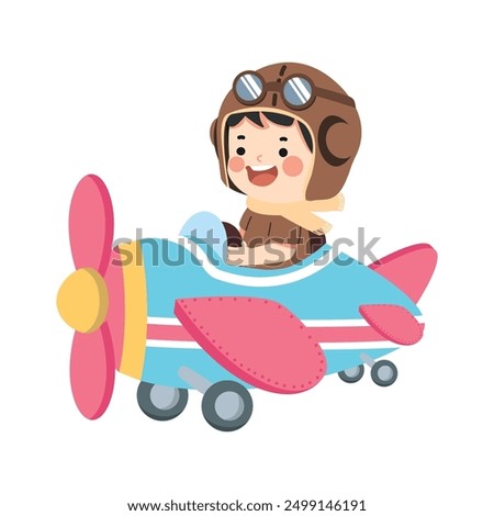 Kid pilot boy on a airplane