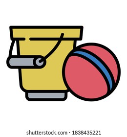 Kid play bucket ball icon. Outline kid play bucket ball vector icon for web design isolated on white background