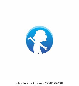 Kid Play on the moon logo vector