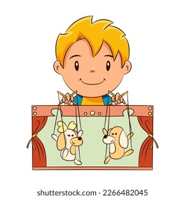 Kid play puppet show theater