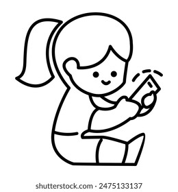 kid play smartphone  icon or logo isolated sign symbol vector illustration - high quality black style