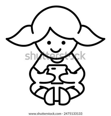 kid play smartphone  icon or logo isolated sign symbol vector illustration - high quality black style