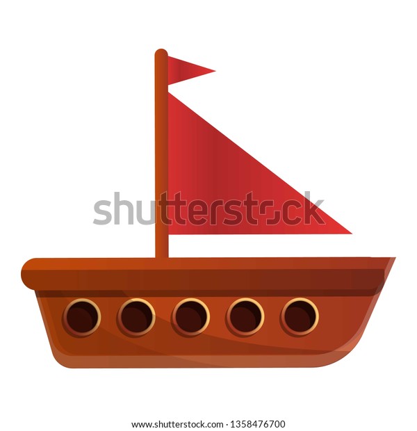 Kid play wood\
ship icon. Cartoon of kid play wood ship vector icon for web design\
isolated on white\
background